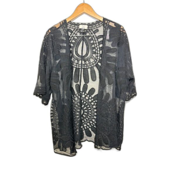 David and Young Lace Kimono duster Black Festival Boho size medium large - Picture 1 of 3